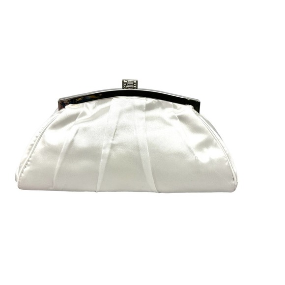 VTG White Satin Pleated Ladies Clutch bag 1980s NWT